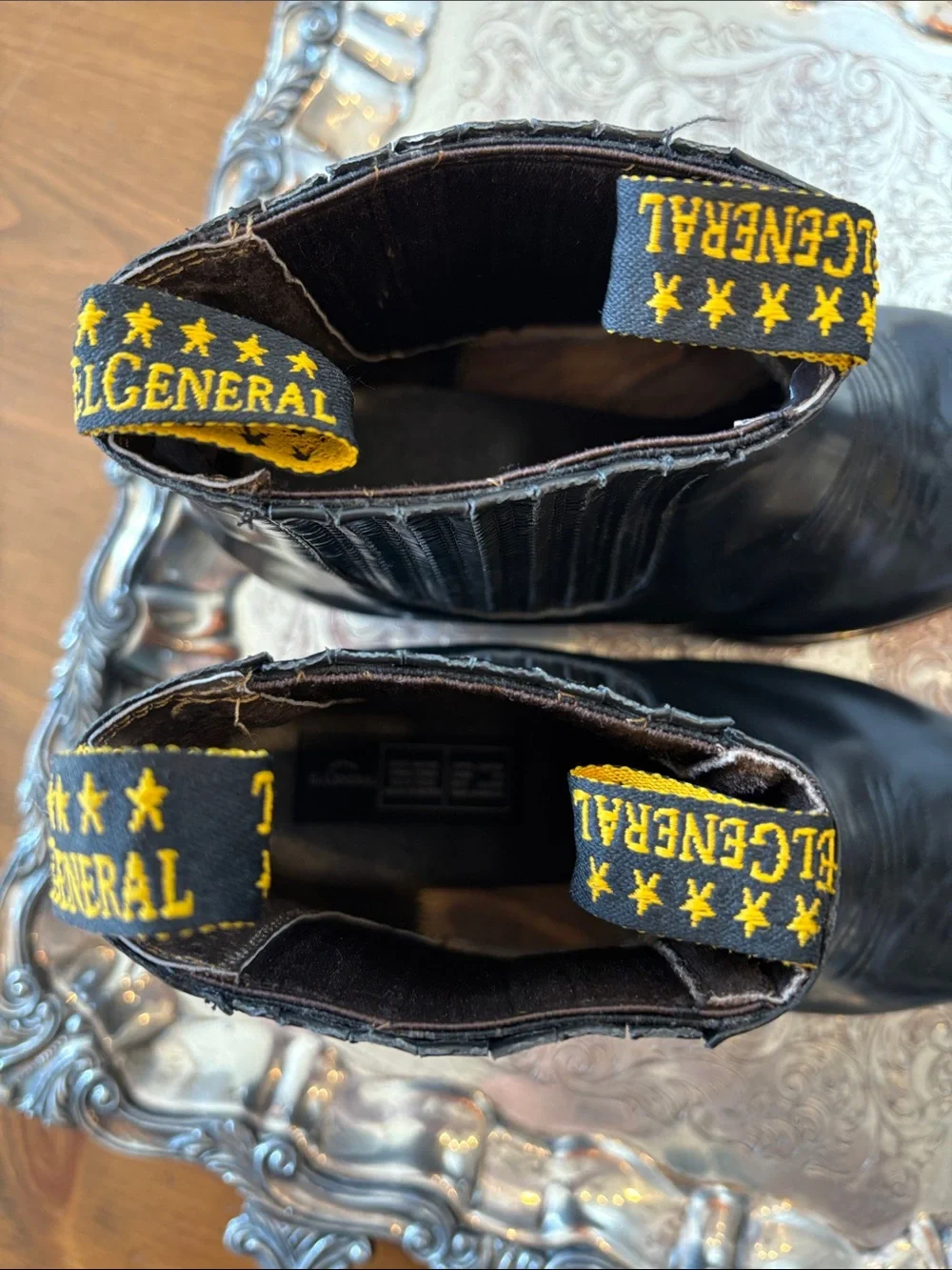 Men’s El General Made in Mexico Black Leather Western Cowboy Boots US Size 9